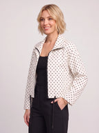 Thorlie Polka Dot Zip Jacket – Cropped Bomber Women Casual Lightweight Spotty Spring Workwear Jacket