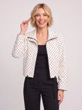 Thorlie Polka Dot Zip Jacket – Cropped Bomber Women Casual Lightweight Spotty Spring Workwear Jacket