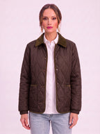 Hushira Quilted Puffer Jacket – Diamond Quilted Corduroy Collar Women Padded Coat Barn Jacket Winter