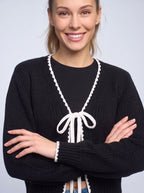 Scalrim Scalloped Trim Bow Front Cardigan – Women Knit Sweater Casual Fall Layering Cardigan