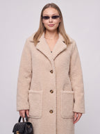 Nochelle Longline Teddy Coat – Double-Breasted Winter Women Outerwear Trench Coat London Style Longline Coat