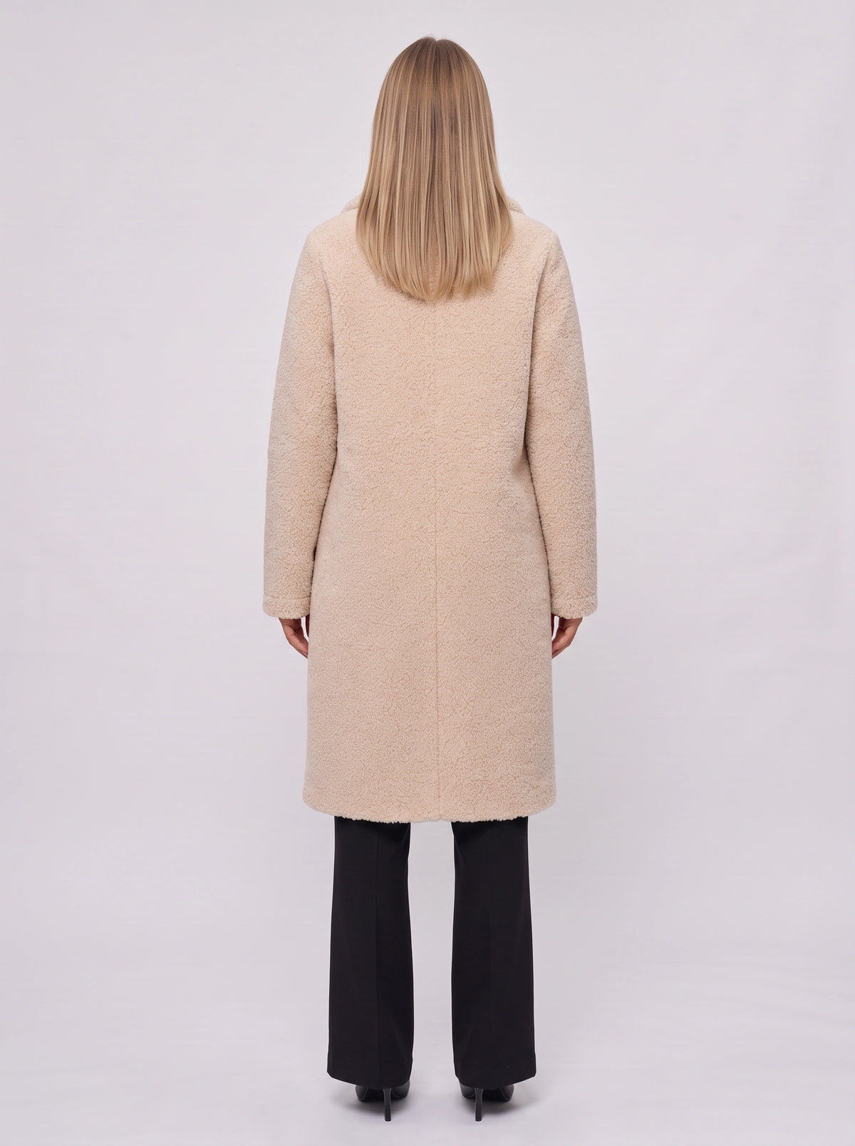 Nochelle Longline Teddy Coat – Double-Breasted Winter Women Outerwear Trench Coat London Style Longline Coat