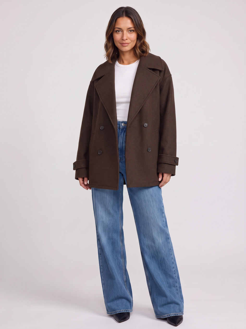 Notlape Oversized Double-Breasted Longline Coat – Women Casual Autumn Winter Office Tailored Oversized Coat