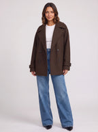 Notlape Oversized Double-Breasted Longline Coat – Women Casual Autumn Winter Office Tailored Oversized Coat