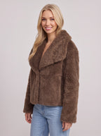 Lapush Faux Fur Cropped Jacket – Teddy Bear Women Winter Outerwear Casual Evening Coat