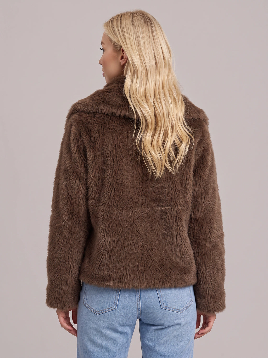 Lapush Faux Fur Cropped Jacket – Teddy Bear Women Winter Outerwear Casual Evening Coat