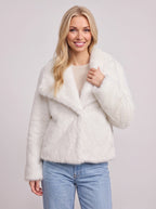 Lapush Faux Fur Cropped Jacket – Teddy Bear Women Winter Outerwear Casual Evening Coat