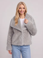 Lapush Faux Fur Cropped Jacket – Teddy Bear Women Winter Outerwear Casual Evening Coat