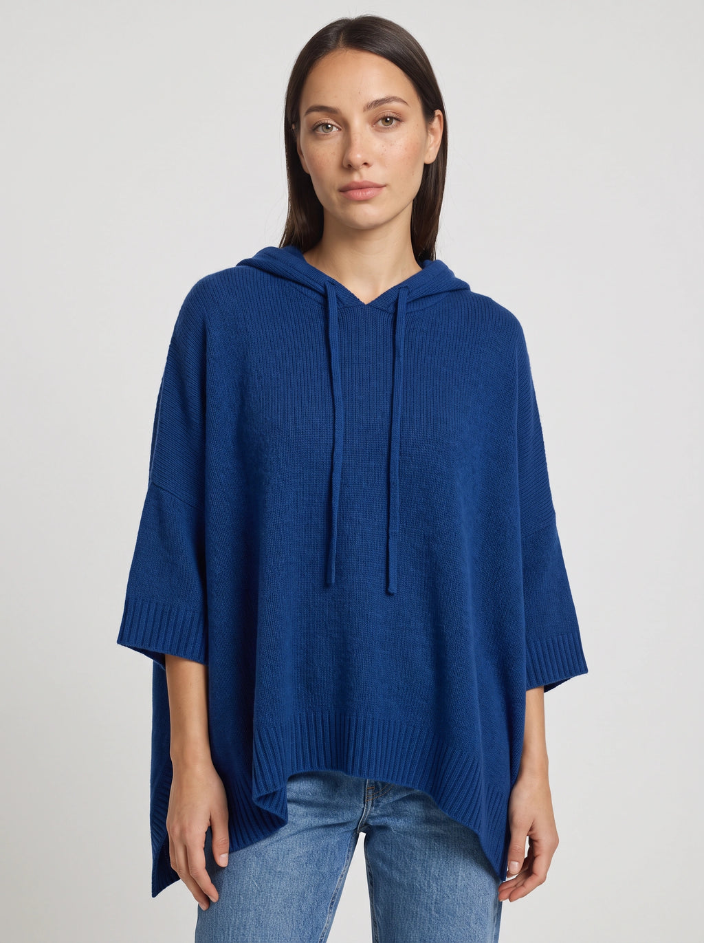 Palefen Ribbed Knit Oversized Hoodie – Women Oversized Hooded Jumper Pullover Blue Casual Relaxed Lounge Top