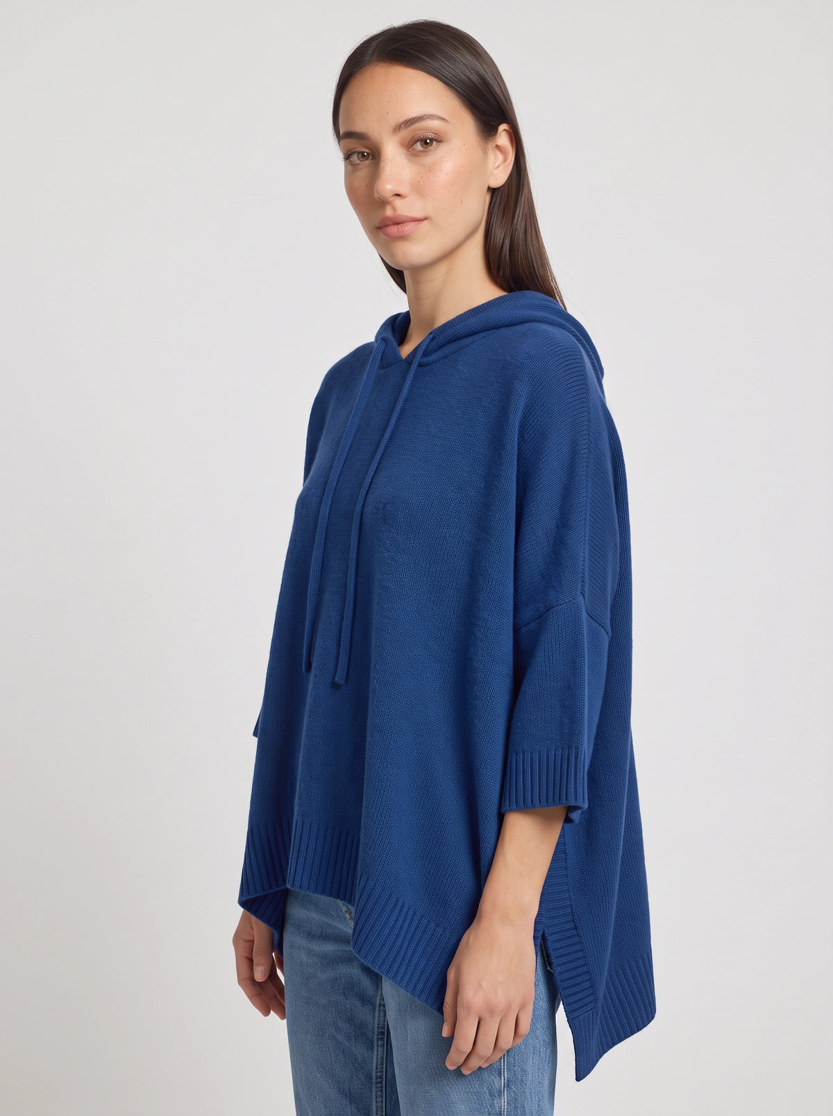 Palefen Ribbed Knit Oversized Hoodie – Women Oversized Hooded Jumper Pullover Blue Casual Relaxed Lounge Top