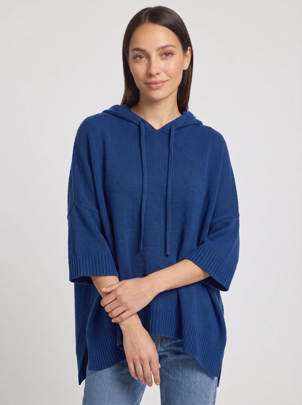 Palefen Ribbed Knit Oversized Hoodie – Women Oversized Hooded Jumper Pullover Blue Casual Relaxed Lounge Top