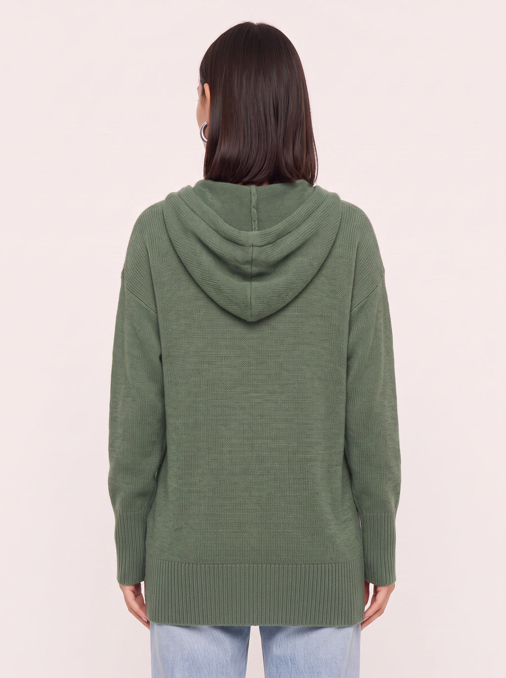 Brisette Hooded Button Longline Cardigan – Oversized Knit Cardigan Women Casual Loungewear Ribbed Jumper