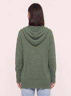 Brisette Hooded Button Longline Cardigan – Oversized Knit Cardigan Women Casual Loungewear Ribbed Jumper