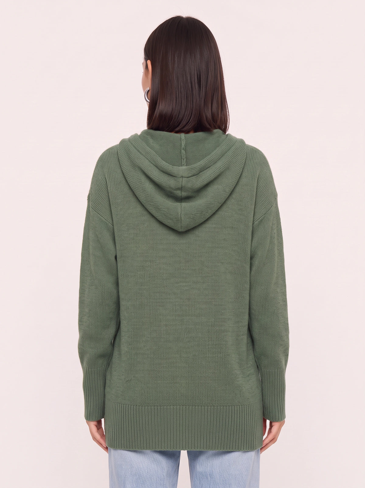 Brisette Hooded Button Longline Cardigan – Oversized Knit Cardigan Women Casual Loungewear Ribbed Jumper