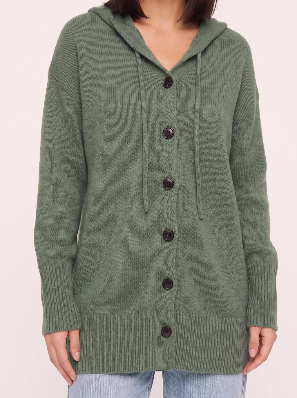Brisette Hooded Button Longline Cardigan – Oversized Knit Cardigan Women Casual Loungewear Ribbed Jumper