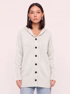 Brisette Hooded Button Longline Cardigan – Oversized Knit Cardigan Women Casual Loungewear Ribbed Jumper