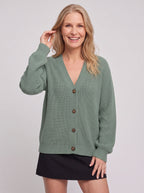 Nettalie Chunky Knit Button Cardigan – Ribbed V-Neck Oversized Women Casual Winter Knitwear Longline Cardigan