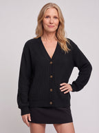Nettalie Chunky Knit Button Cardigan – Ribbed V-Neck Oversized Women Casual Winter Knitwear Longline Cardigan