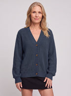 Nettalie Chunky Knit Button Cardigan – Ribbed V-Neck Oversized Women Casual Winter Knitwear Longline Cardigan