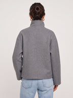 Funtrice Funnel Neck Jacket – Double-Breasted Wool-Blend Women Casual Office Autumn Winter Jacket