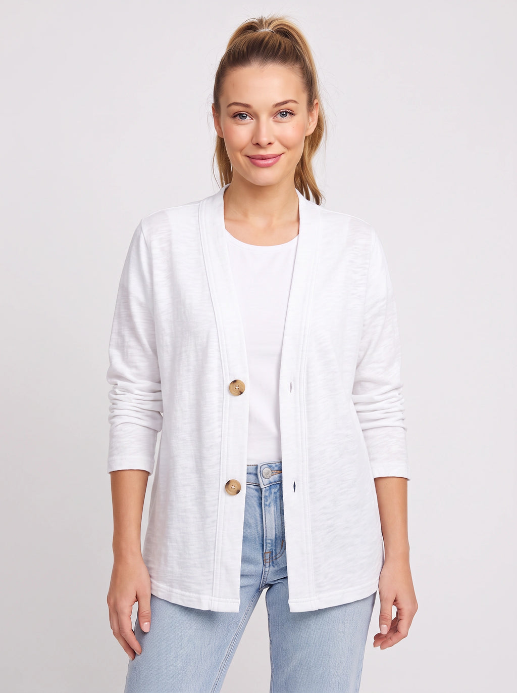 Wodenby Open Front Cardigan Jacket – Washed Denim Oversized Women Casual Lightweight Fall Blazer Jacket