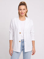 Wodenby Open Front Cardigan Jacket – Washed Denim Oversized Women Casual Lightweight Fall Blazer Jacket