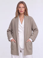 Pochura Oversized Open Front Knit Cardigan – Women Longline Chunky Ribbed Cardigan Autumn Cosy Lounge