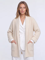 Pochura Oversized Open Front Knit Cardigan – Women Longline Chunky Ribbed Cardigan Autumn Cosy Lounge