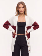 Blokenna Longline Open Front Cardigan – Colourblock Knit Women Oversized Longline Ribbed Cardigan