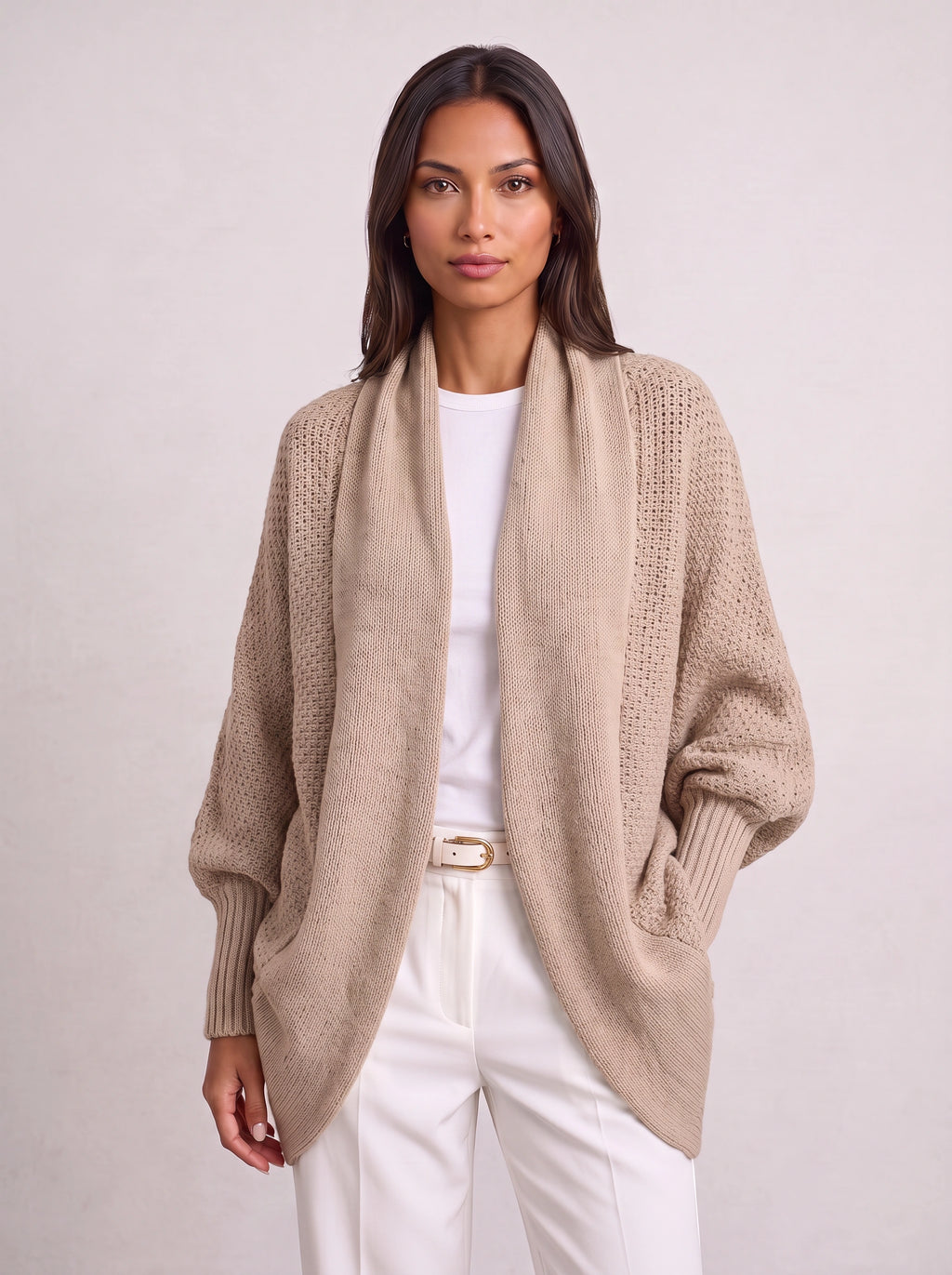 Drapesca Batwing Knit Cardigan – Chunky Oversized Women Sweater Fall Longline Casual Knit Cardigan