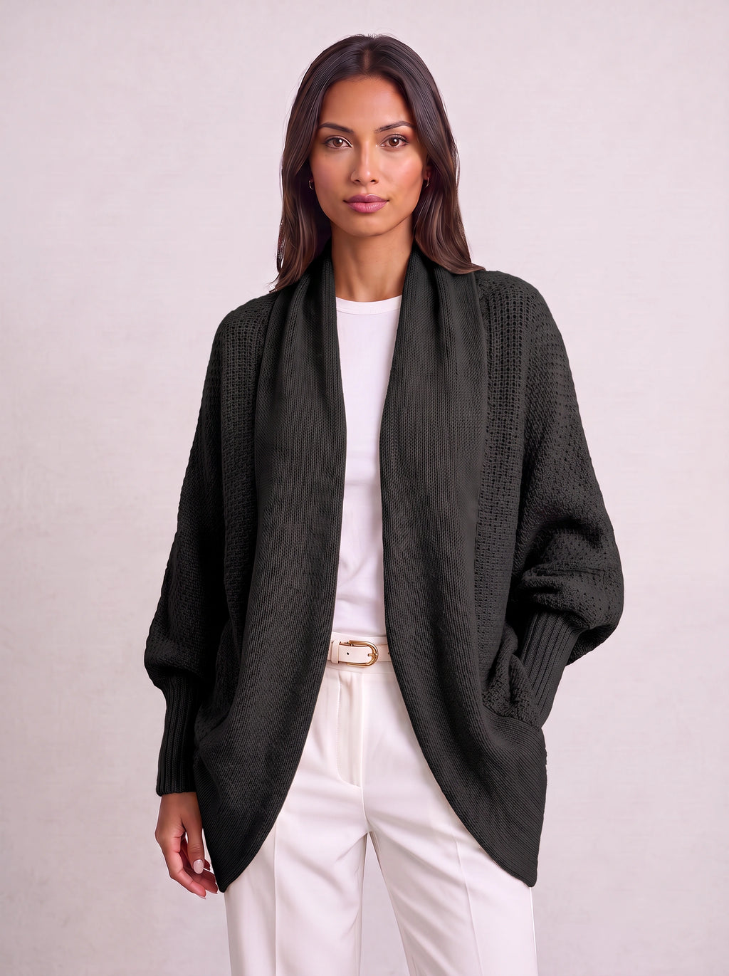 Drapesca Batwing Knit Cardigan – Chunky Oversized Women Sweater Fall Longline Casual Knit Cardigan