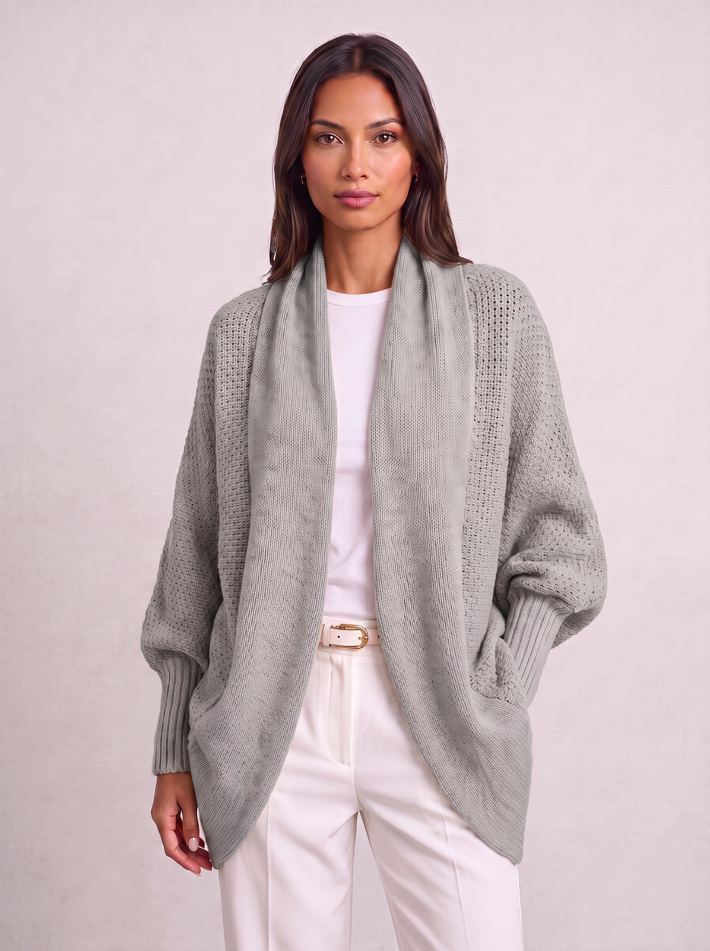 Drapesca Batwing Knit Cardigan – Chunky Oversized Women Sweater Fall Longline Casual Knit Cardigan