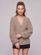 Fethyra Fluffy Button-Front Cardigan – Oversized Women Knit Autumn Winter Cosy Longline Cardigan