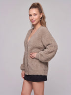 Fethyra Fluffy Button-Front Cardigan – Oversized Women Knit Autumn Winter Cosy Longline Cardigan