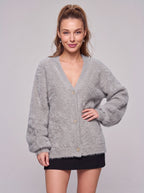 Fethyra Fluffy Button-Front Cardigan – Oversized Women Knit Autumn Winter Cosy Longline Cardigan