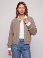 Snafelle Cable-Knit Round Neck Cardigan – Women Wool Blend Casual Autumn Office Layering Cardigan