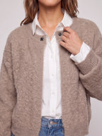 Snafelle Cable-Knit Round Neck Cardigan – Women Wool Blend Casual Autumn Office Layering Cardigan