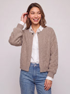 Snafelle Cable-Knit Round Neck Cardigan – Women Wool Blend Casual Autumn Office Layering Cardigan