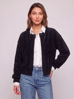 Snafelle Cable-Knit Round Neck Cardigan – Women Wool Blend Casual Autumn Office Layering Cardigan