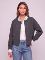 Snafelle Cable-Knit Round Neck Cardigan – Women Wool Blend Casual Autumn Office Layering Cardigan