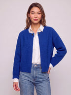 Snafelle Cable-Knit Round Neck Cardigan – Women Wool Blend Casual Autumn Office Layering Cardigan