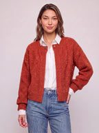 Snafelle Cable-Knit Round Neck Cardigan – Women Wool Blend Casual Autumn Office Layering Cardigan