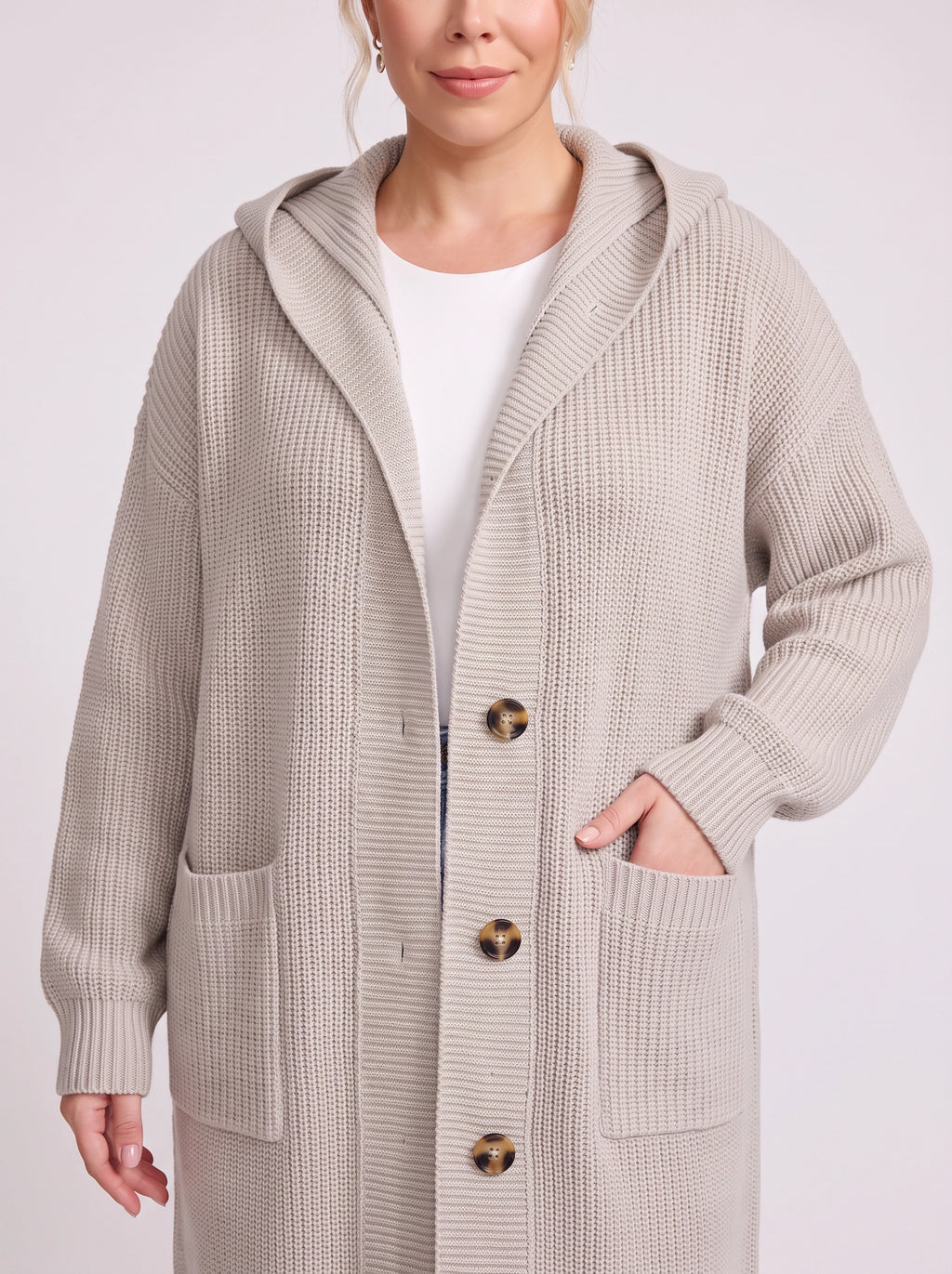 Hoodra Hooded Longline Cardigan – Knit Cardigan Women Casual Oversized Autumn Winter Longline Cardigan