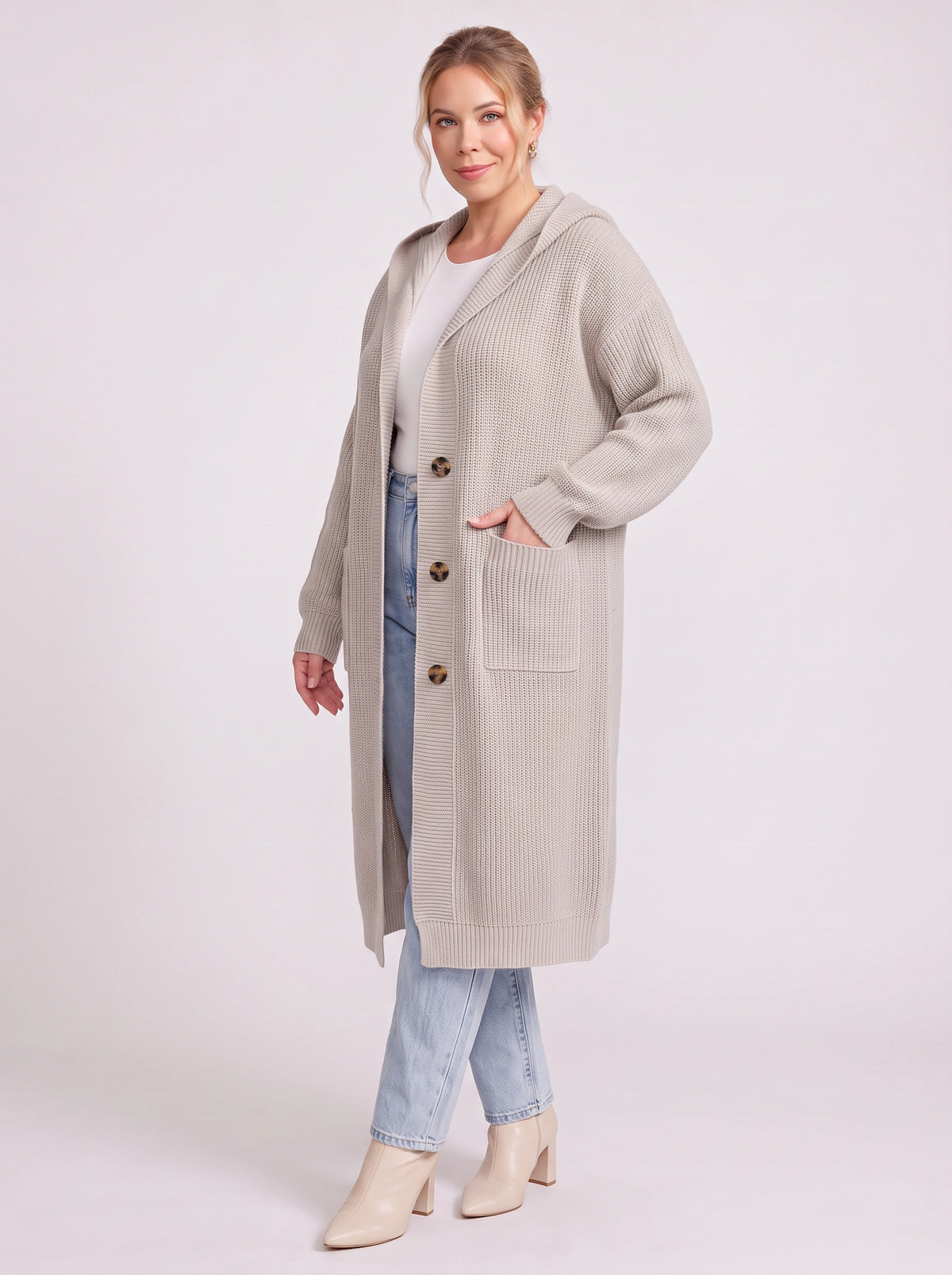 Hoodra Hooded Longline Cardigan – Knit Cardigan Women Casual Oversized Autumn Winter Longline Cardigan
