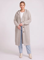 Hoodra Hooded Longline Cardigan – Knit Cardigan Women Casual Oversized Autumn Winter Longline Cardigan