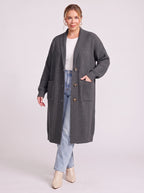 Hoodra Hooded Longline Cardigan – Knit Cardigan Women Casual Oversized Autumn Winter Longline Cardigan