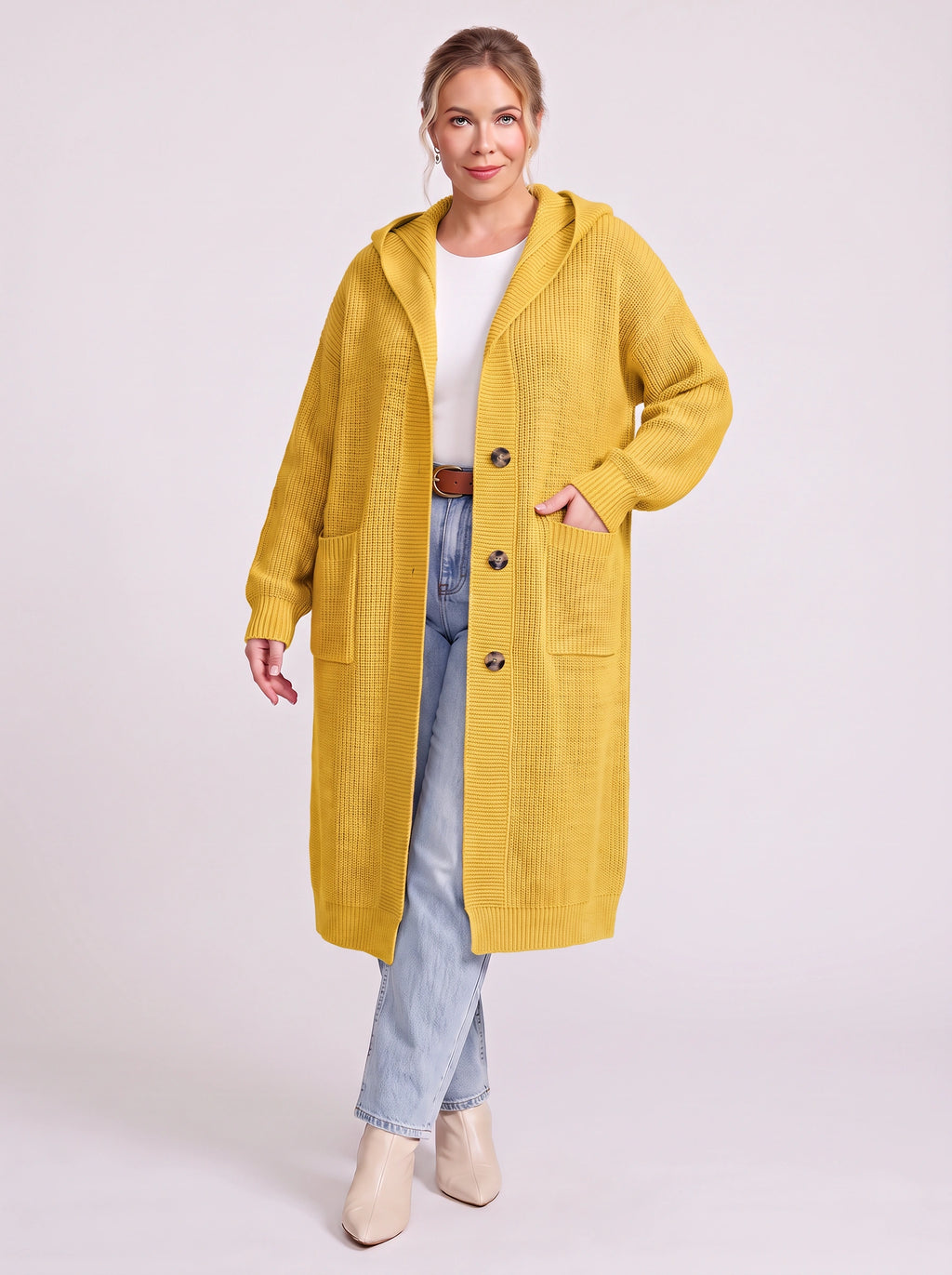 Hoodra Hooded Longline Cardigan – Knit Cardigan Women Casual Oversized Autumn Winter Longline Cardigan