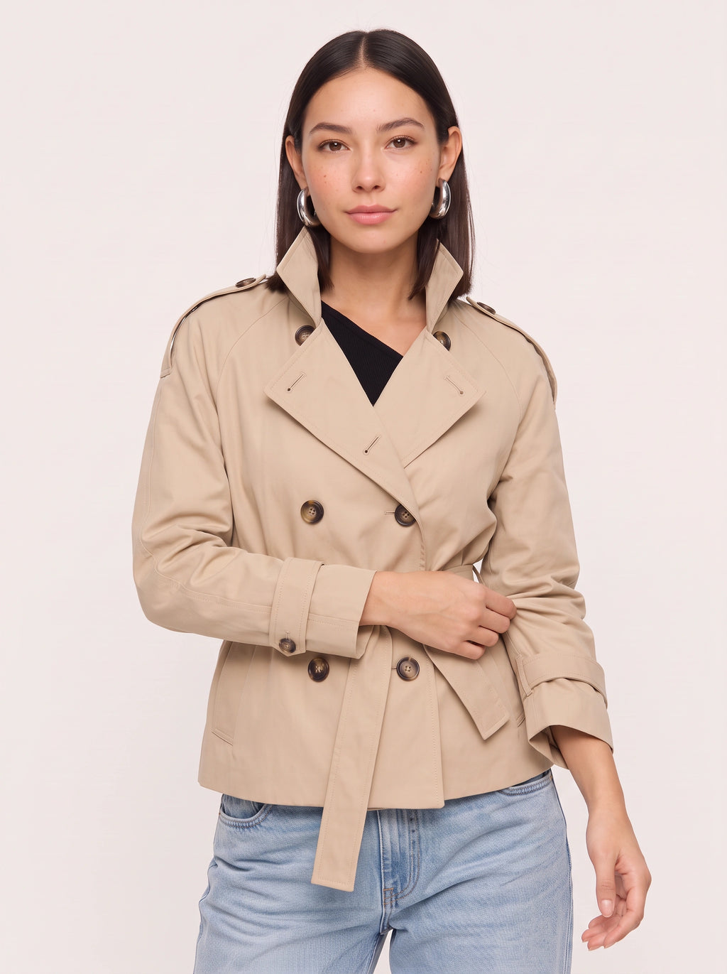 Beltara Double-Breasted Trench Coat – Classic Belted Women Autumn Fall Office Casual Smart Trench Coat