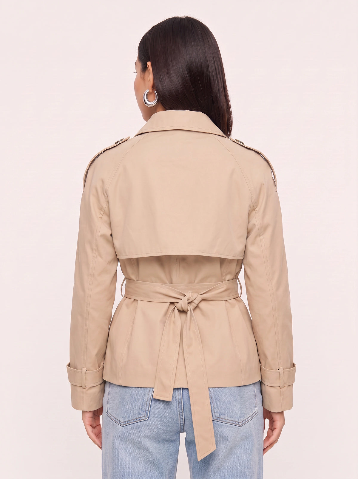 Beltara Double-Breasted Trench Coat – Classic Belted Women Autumn Fall Office Casual Smart Trench Coat