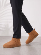 Bandwyre Faux Fur Ankle Snow Boots – Women Winter Warm Slip-On Casual Flat Comfy Ankle Boots